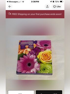 PuzzleBug Deluxe 350-Piece Jigsaw Puzzle - Bright Floral (Pink, Yellow, Green)